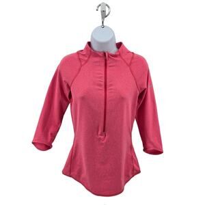 Nike Dri-Fit Pink Baseline Half Zip 3/4 Sleeve Tennis Shirt Womens Small Fitted